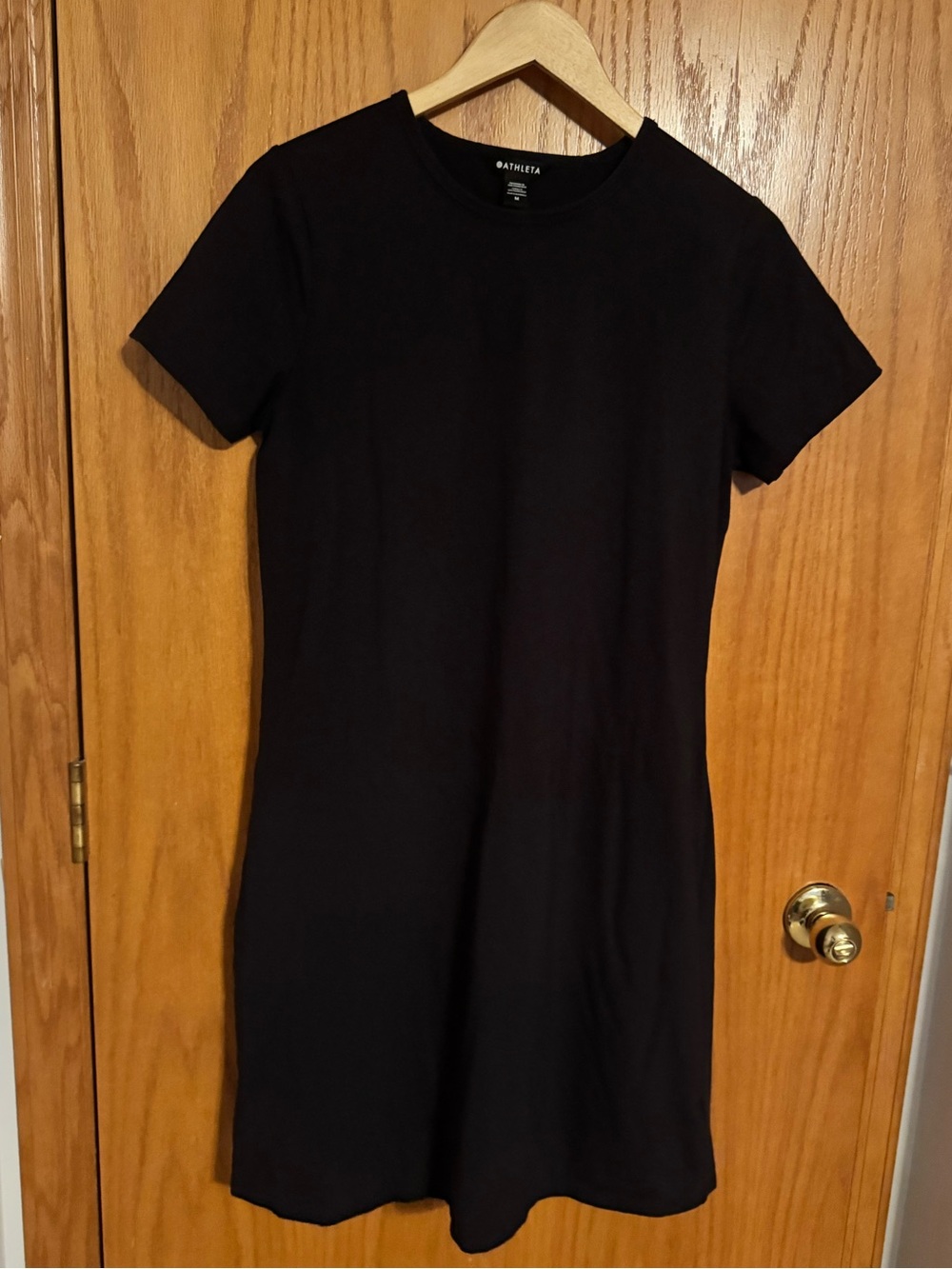 Athleta Black Short-Sleeve Crewneck Dress